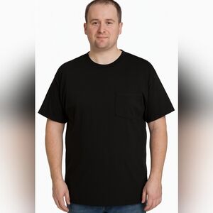 A1) Falls Creek Men’s Black Pocket T-Shirt XL | Relaxed Fit | 100% Cotton